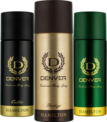 

Denver Hamilton, Prestige and Caliber Deo Combo (Pack of 3) Deodorant Spray - For Men(495 ml, Pack of 3)