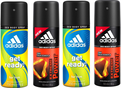

ADIDAS Get Ready & Extreme Power Deodorant Spray - For Men(150 ml, Pack of 4)
