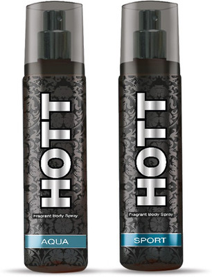 

Arabian Nights HOTT Aqua + sport DEODORANT Body Spray - For Men(270 ml, Pack of 2)