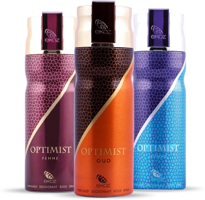 

EKOZ Optimist Men + Women + Oudh Body Spray - For Men & Women(600 ml, Pack of 3)