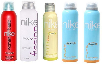 

Nike Basic, Fission, Urban Musk, Pure Body Spray - For Women(1000 ml, Pack of 5)