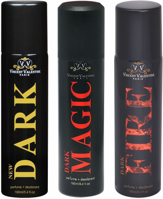 

Vincent Valentine Paris Dark, Magic & Fire Body Spray - For Men & Women(480 ml, Pack of 3)