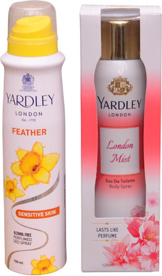 Yardley London FEATHER::LONDON MIST Perfume Body Spray - For Women(270 ml, Pack of 2)