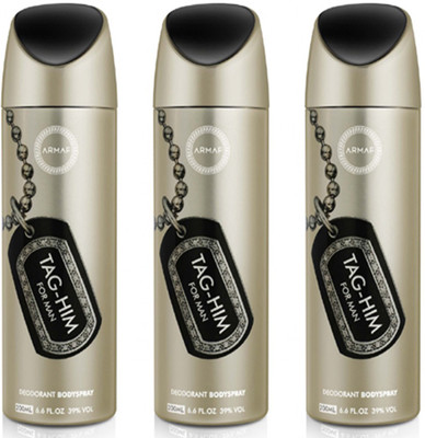 

Armaf Tag Him for Men Deodorant Pack of 3 Perfume Body Spray - For Men(600 ml, Pack of 3)