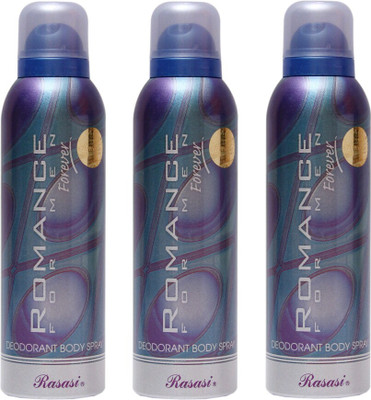 

Rasasi romance Deodorant Spray - For Men(450 ml, Pack of 3)
