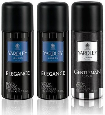 

Yardley London Elegance & Gentleman Body Spray - For Men(450 ml, Pack of 3)