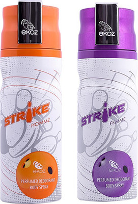 

EKOZ Strike Men And Women Deodorant Combo (Pack Of 2, 200 ml Each) Body Spray - For Men & Women(200 ml, Pack of 2)
