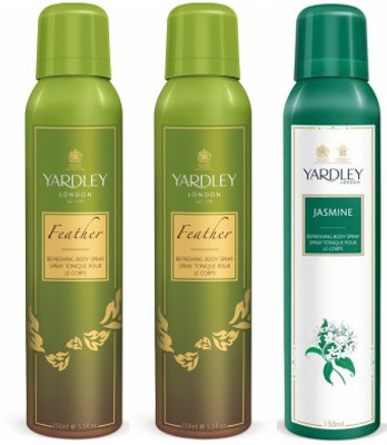 

Yardley London Feather & Jasmine Body Spray - For Women(450 ml, Pack of 3)