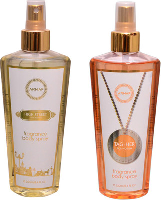 

Armaf 1 HI STREET::1 TAG HER Body Mist - For Men & Women(500 ml, Pack of 2)