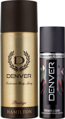 

Denver Prestige & Black Code Nano Deodorant Spray - For Men(215 ml, Pack of 2)