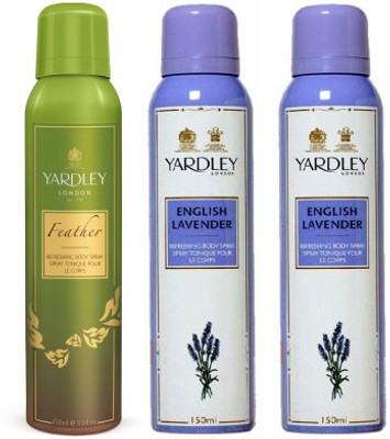 

Yardley London Feather & English Lavender Body Spray - For Women(450 ml, Pack of 3)
