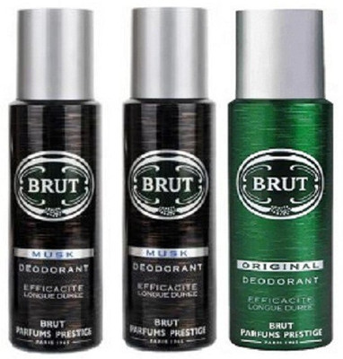 

Brut 2 Musk & 1 Original Body Spray - For Men(200 ml, Pack of 3)