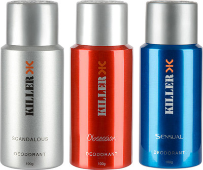 Flipkart - Killer Scandalous, Obsession & Sensual Deo Deodorant Spray  –  For Men(150 ml, Pack of 3)