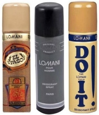 

Lomani elpaso pour homme and do it Deodorant Spray - For Men(600 ml, Pack of 3)
