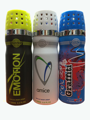 Beauty Studio Vivace Body Spray - For Men(600 ml, Pack of 3)