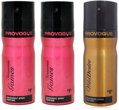 

Provogue Set of Sensuous games & Wild Desire Deodorant Spray - For Men(450 ml, Pack of 3)