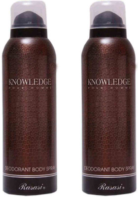 

Rasasi Knowledge Spray Pour Homme Deo Set 2-Hb Body Mist - For Men(200 ml, Pack of 2)