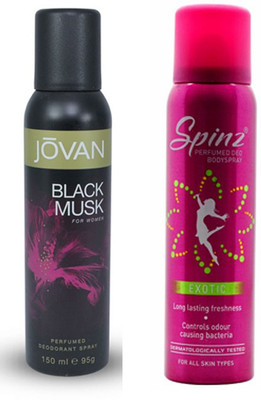 Jovan Black Musk And Exotic Body Spray - For Women(300 ml, Pack of 2) Flipkart
