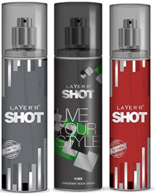 

Layer'r Shot Power Play, Vive, Red Stalian Fragrance Body Spray Deodorant Spray - For Men(135 ml, Pack of 3)