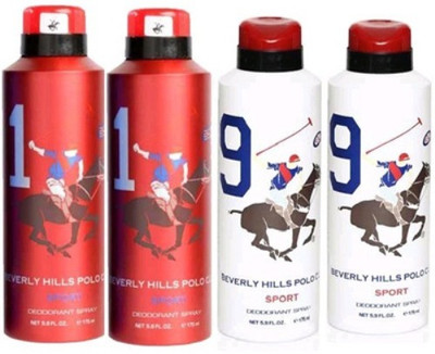 

Beverly Hills Polo Club 1 and 9 Combo Set of 4 Body Spray - For Men(700 ml, Pack of 4)