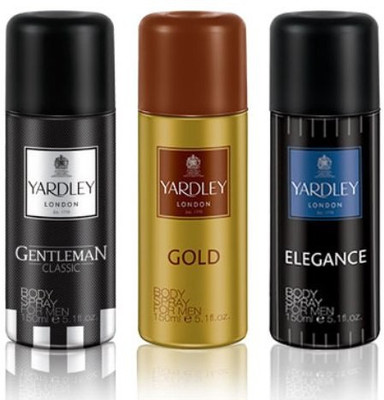

Yardley London Gentleman+Elegance+Gold Body Spray - For Men(150 ml, Pack of 3)