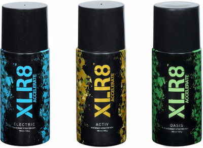 

XLR8 Electric/Activ/Oasis Deodorant Spray - For Men(150 ml, Pack of 3)