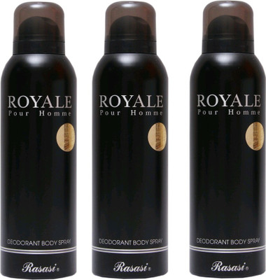 

Rasasi royale black Deodorant Spray - For Men & Women(450 ml, Pack of 3)
