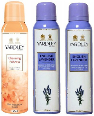 

Yardley London Princess & English Lavender Body Spray - For Women(450 ml, Pack of 3)