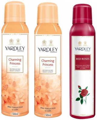 

Yardley London Princess & Red Rose Body Spray - For Women(450 ml, Pack of 3)