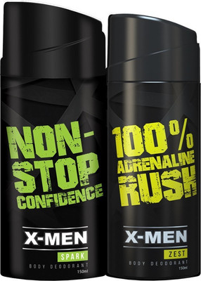 

X-Men non - stop confidence & 100% adrenaline rush Deodorant Spray - For Men(200 g, Pack of 2)