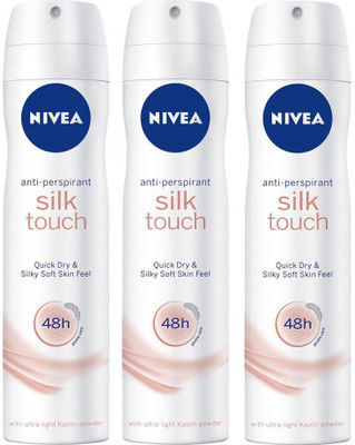 

Nivea Anti-Perspirant Powder Touch Quick Dry and Soft Skin Feeling 48h ( pack of 3 ) Deodorant Spray - For Men & Women(150 ml, Pack of 3)