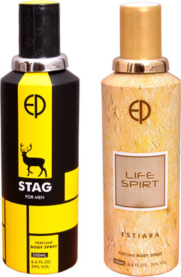 

Estiara 1 STAG::1 LIFE SPIRIT Deodorant Spray - For Men(400 ml, Pack of 2)