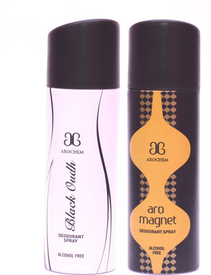 

Arochem Black Oudh Magnet Deodorant Spray - For Men & Women(400 ml, Pack of 2)