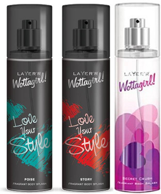 

Layer'r Poise,Story, Secret Crush Fragrant Deodorant Spray - For Women(135 ml, Pack of 3)