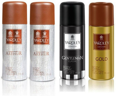 

Yardley London Arthur & Geneleman & Gold Body Spray - For Men(600 ml, Pack of 4)