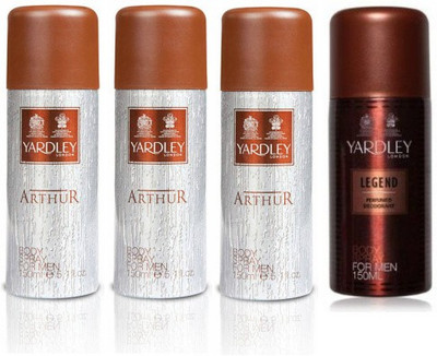 

Yardley London Arthur & Legend Body Spray - For Men(600 ml, Pack of 4)