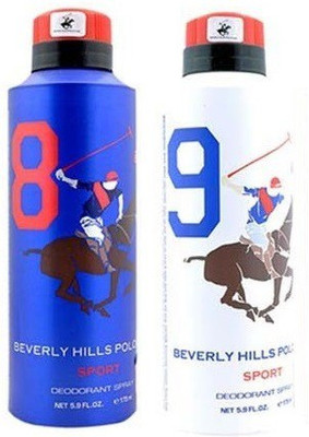 

Beverly Hills Polo Club Sport Deo no. 8 and 9 Deodorant Spray - For Men(350 ml, Pack of 2)