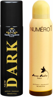 

Anna Andre Paris New Dark & Numero 1 Body Spray - For Men & Women(160 ml, Pack of 2)