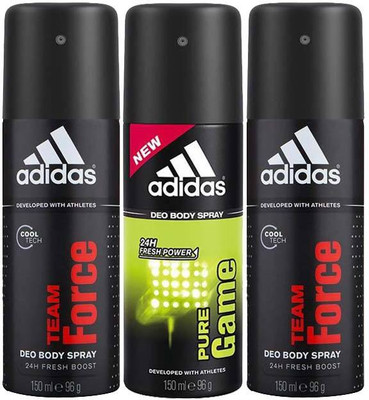 

ADIDAS team force and pure game Deodorant Spray - For Men(450 ml, Pack of 3)