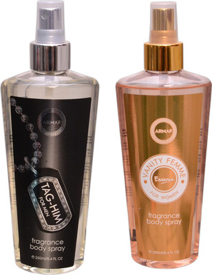 

Armaf 1 TAG HIM::1 VANITY FEMME Body Mist - For Men & Women(500 ml, Pack of 2)