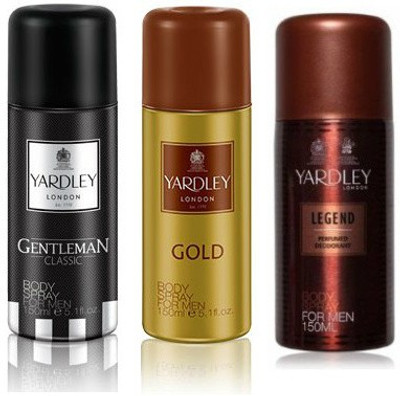 

Yardley London Gentleman & Gold & Legend Body Spray - For Men(450 ml, Pack of 3)
