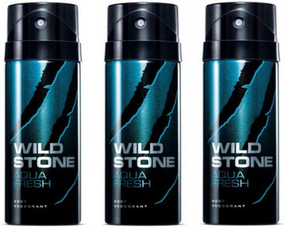 

Wild Stone Aqua Fresh Body Spray - For Men(150 ml, Pack of 3)
