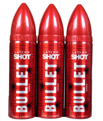 

LAYERR SHOT BULLET AMMO Perfume Body Spray - For Men & Women(360 ml, Pack of 3)