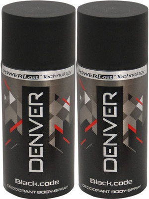 

Denver 2 Black Code Deodorant Spray - For Men(200 ml, Pack of 2)