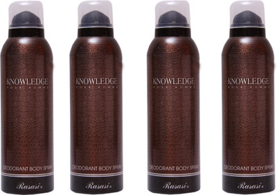 

Rasasi 4 Knowldege Men Deodorant Spray - For Men(800 ml, Pack of 4)