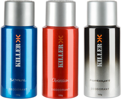 

Killer Sensual, Obsession & Flamboyant Deo Deodorant Spray - For Men(150 ml, Pack of 3)