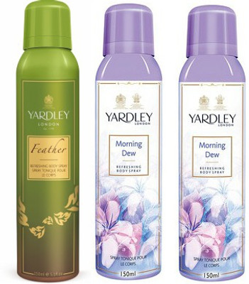 

Yardley London Feather & Morning Body Spray - For Women(450 ml, Pack of 3)