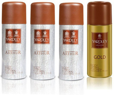 

Yardley London Arthur & Gold Body Spray - For Men(600 ml, Pack of 4)