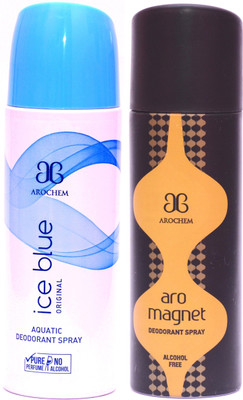 

Arochem Ice Blue Magnet Deodorant Spray - For Men & Women(400 ml, Pack of 2)