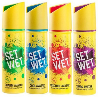 

Set Wet COOL,MISCHIEF,SWAG, AND CHARM AVATAAR Deodorant Spray - For Men & Women(600 ml, Pack of 4)
